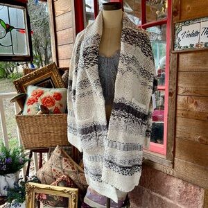 Lucky Brand Women's Natural Fairisle Shawl Collar Coatigan